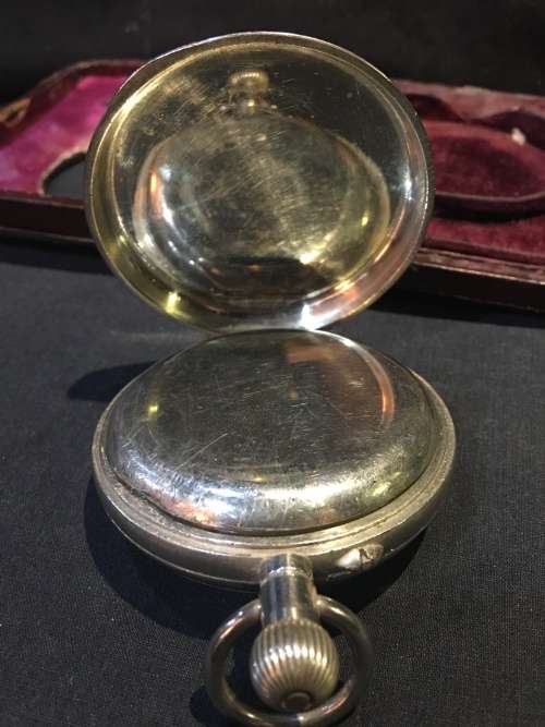 HALLMARKED BIRMINGHAM STERLING SILVER GOLIATH POCKET WATCH CASE BY SYNYER & BEDDOES 1918 marked