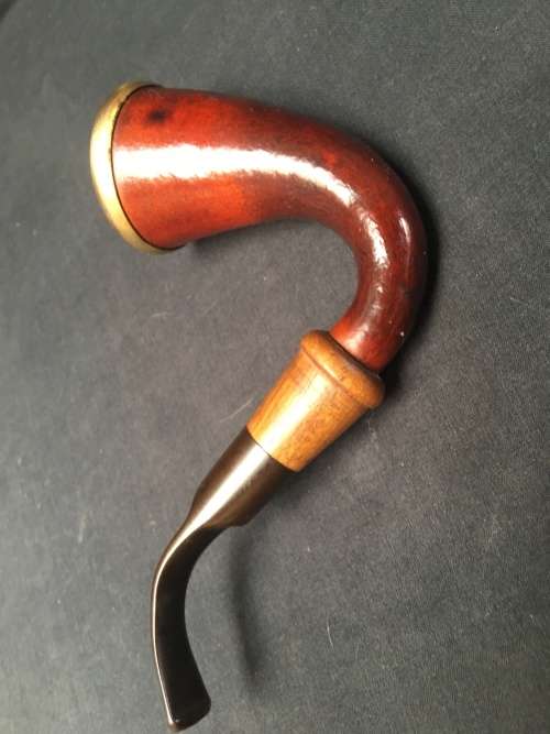 WOW !!!! VINTAGE CALABASH TOBACCO SMOKING PIPE WITH A SOLID BRASS RIM AND IN A USED CONDITION