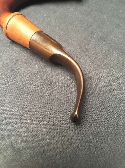 WOW !!!! VINTAGE CALABASH TOBACCO SMOKING PIPE WITH A SOLID BRASS RIM AND IN A USED CONDITION