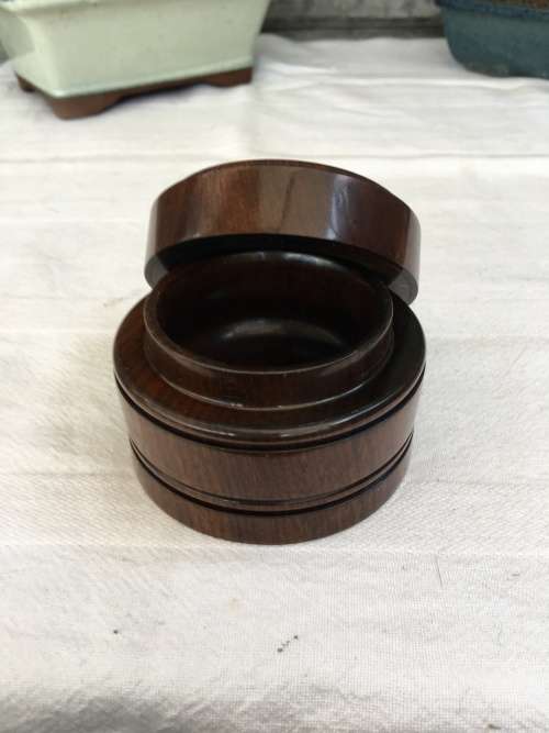 STUNNING VINTAGE STINKWOOD HANDMADE LIDDED TOBACCO JAR OR TRINKET JAR