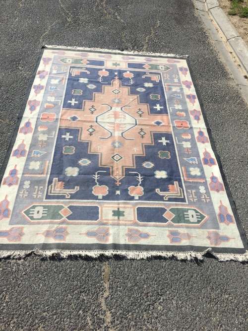 WOW !!!!!! STUNNING LARGE VINTAGE PURE WOOL FLAT WEAVE INDIAN KELIM CARPET  2400 X 1700mm