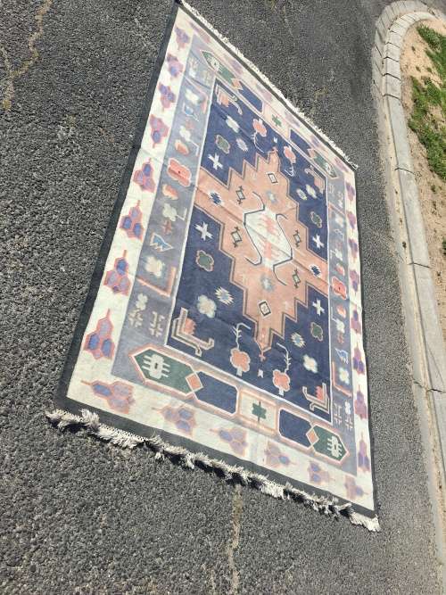 WOW !!!!!! STUNNING LARGE VINTAGE PURE WOOL FLAT WEAVE INDIAN KELIM CARPET  2400 X 1700mm
