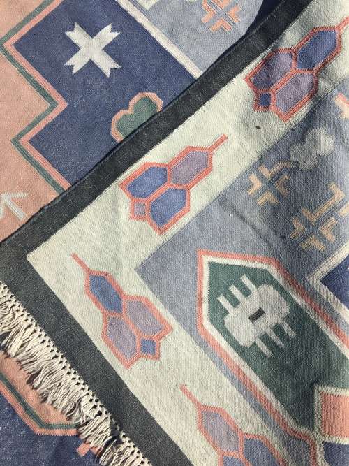 WOW !!!!!! STUNNING LARGE VINTAGE PURE WOOL FLAT WEAVE INDIAN KELIM CARPET  2400 X 1700mm