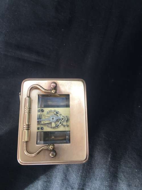 WOW !!!! CLASSIC BRASS FRENCH CARRIAGE CLOCK STAMPED "MADE IN FRANCE" WITH A PORCELAIN FACE