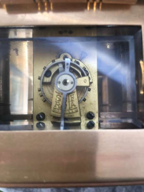 WOW !!!! CLASSIC BRASS FRENCH CARRIAGE CLOCK STAMPED "MADE IN FRANCE" WITH A PORCELAIN FACE