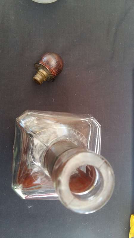 Beautiful Well Used Vintage Glass and  Fine Leather Cladded Decanter with Leather Cladded stopper