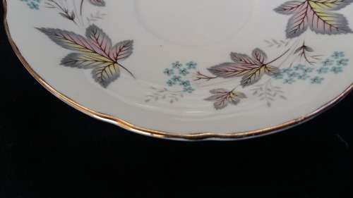 Beautiful Vintage Paragon "ENCHANTMENT" Trio with gold trim and Pastel floral design. c1957