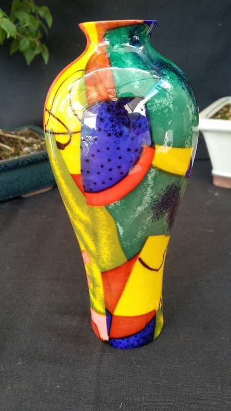 Stunning Signed  Japanese fine Porcelain Cloisonne Eggshell Vase Hand Painted Yellow and mixed color