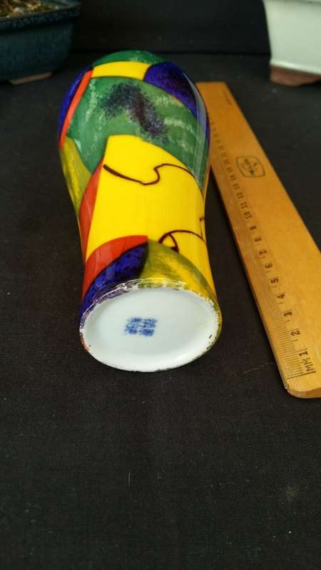 Stunning Signed  Japanese fine Porcelain Cloisonne Eggshell Vase Hand Painted Yellow and mixed color