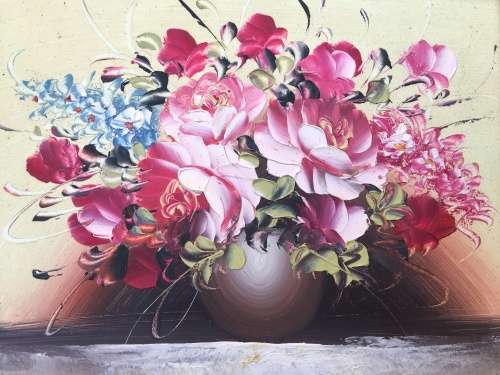 WOW !!!! STUNNING FRAMED OIL ON BOARD STILL LIFE , WHAT A BEAUTY unsigned