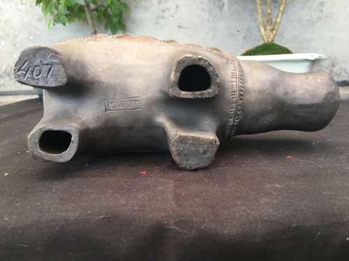 WOW !!!! STUNNING GLAZED PORCELAIN HIPPOPOTAMUS TRINKET DISH BY PORCUPINE CERAMICS