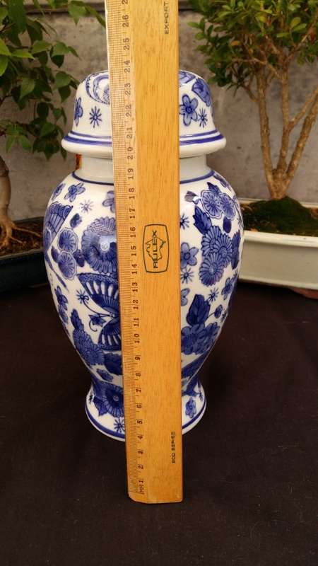 Stunning Genuine Ming Blue and White Butterfly and Floral Design Porcelain Vase with Lid