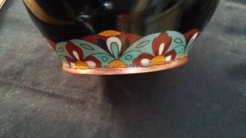 Stunning Large Antique 1920s Japanese Black Enamel  Hexagonal Dragon Cloisonne Vase.