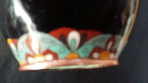 Stunning Large Antique 1920s Japanese Black Enamel  Hexagonal Dragon Cloisonne Vase.