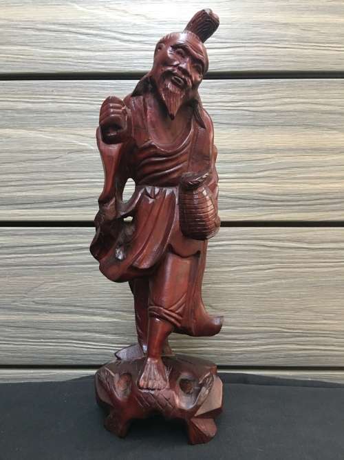 WOW !!!! ABSOLUTELY AMAZING ROSEWOOD CARVED CHINESE STATUE OF ONE OF THE 8 IMMORTALS
