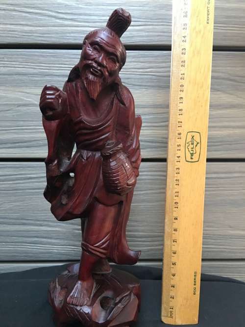 WOW !!!! ABSOLUTELY AMAZING ROSEWOOD CARVED CHINESE STATUE OF ONE OF THE 8 IMMORTALS