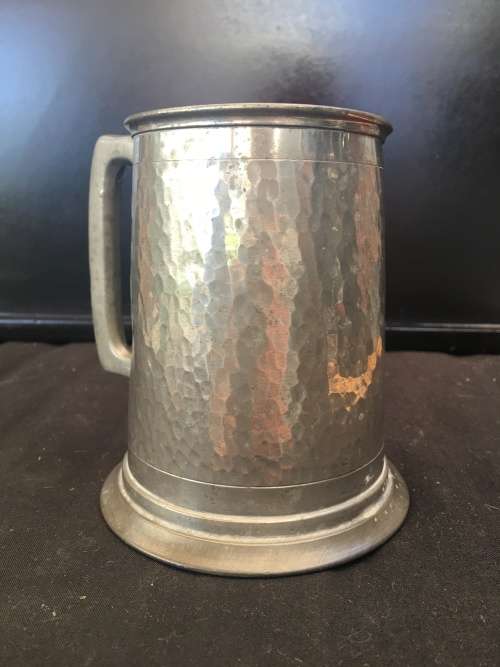 WOW !!!! STUNNING SERANCO PEWTER BEER TANKARD WITH A CLEAR GLASS BOTTOM AND ENGRAVED DATED 1961