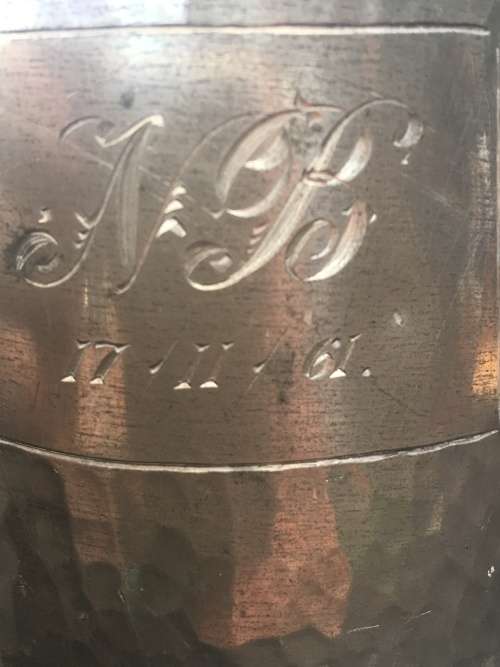 WOW !!!! STUNNING SERANCO PEWTER BEER TANKARD WITH A CLEAR GLASS BOTTOM AND ENGRAVED DATED 1961