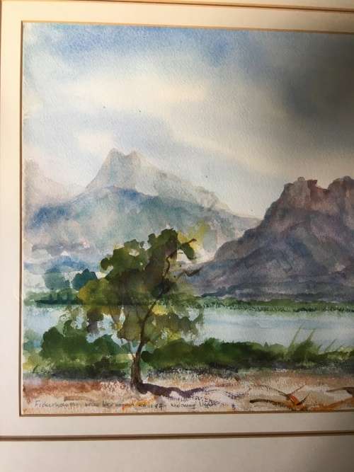 WOW !!!! AMAZING WATERCOLOR BY FAMOUS SA ARTIST CHARLOTTE OESTERLEIN ~ TITLED AND SIGNED