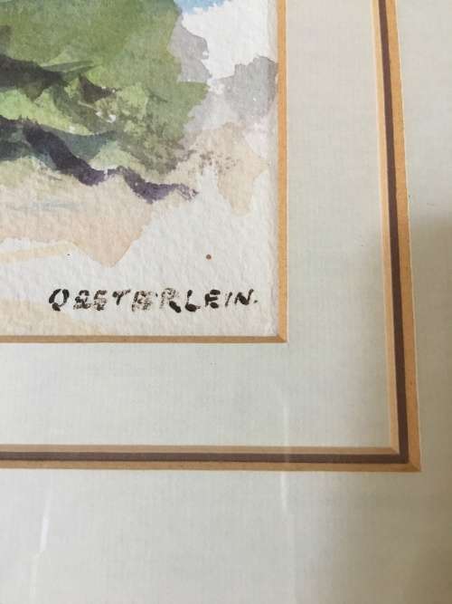 WOW !!!! AMAZING WATERCOLOR BY FAMOUS SA ARTIST CHARLOTTE OESTERLEIN ~ TITLED AND SIGNED