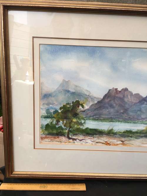 WOW !!!! AMAZING WATERCOLOR BY FAMOUS SA ARTIST CHARLOTTE OESTERLEIN ~ TITLED AND SIGNED