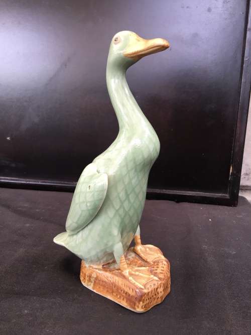 WOW !!!! ABSOLUTELY STUNNING RARE CHINESE CELADON GLAZED PORCELAIN DUCK