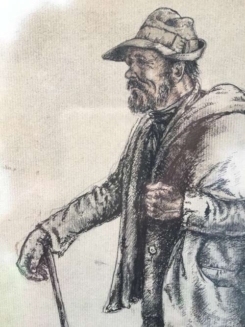 WOW !!! FRAMED PENCIL SKETCH BY RENOWNED ENGLISH WW11 ARTIST EDGAR AINSWORTH (1905 ~ 1975) signed