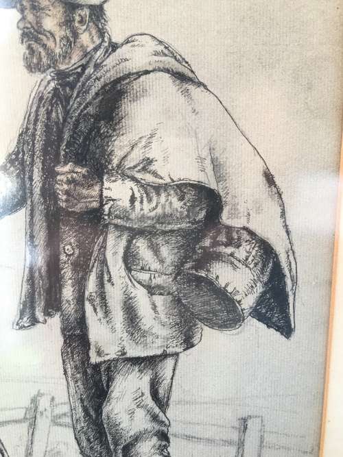 WOW !!! FRAMED PENCIL SKETCH BY RENOWNED ENGLISH WW11 ARTIST EDGAR AINSWORTH (1905 ~ 1975) signed