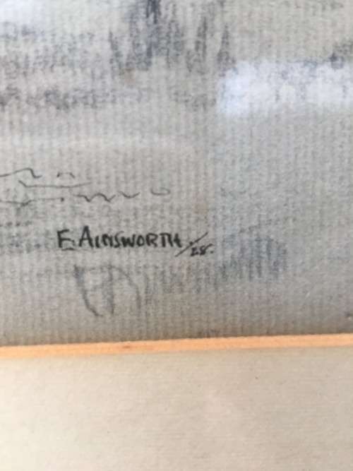 WOW !!! FRAMED PENCIL SKETCH BY RENOWNED ENGLISH WW11 ARTIST EDGAR AINSWORTH (1905 ~ 1975) signed