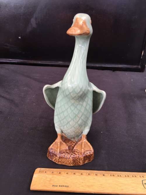 WOW !!!! ABSOLUTELY STUNNING RARE CHINESE CELADON GLAZED PORCELAIN DUCK