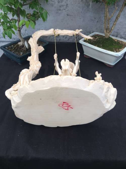 WOW !!! STUNNING LARGE RESIN FAIRYTALE STYLE ORNAMENT OF KIDS SWINGING IN A TREE