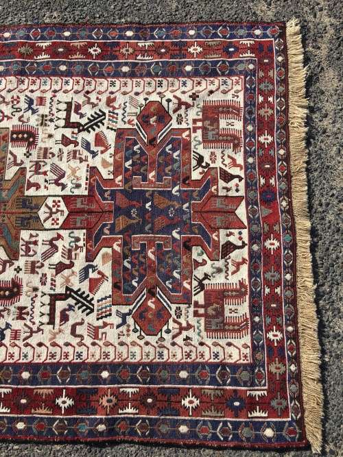 STUNNING RARE VINTAGE SOUMAK CROCHET PURE WOOL VERNEH KILIM PERSIAN CARPET 1910 X 1300mm