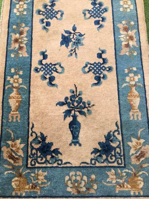 WOW !!!! STUNNING NICELY WORN CHINESE PURE WOOL HAND KNOTTED PERSIAN CARPET 1500 X 750mm