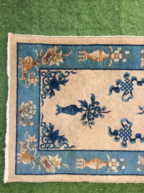 WOW !!!! STUNNING NICELY WORN CHINESE PURE WOOL HAND KNOTTED PERSIAN CARPET 1500 X 750mm
