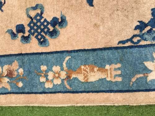 WOW !!!! STUNNING NICELY WORN CHINESE PURE WOOL HAND KNOTTED PERSIAN CARPET 1500 X 750mm