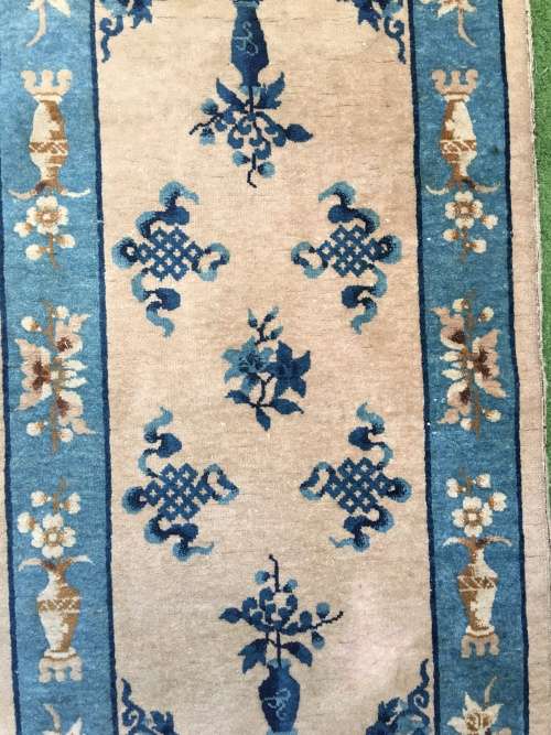 WOW !!!! STUNNING NICELY WORN CHINESE PURE WOOL HAND KNOTTED PERSIAN CARPET 1500 X 750mm