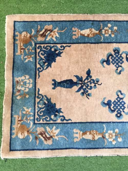 WOW !!!! STUNNING NICELY WORN CHINESE PURE WOOL HAND KNOTTED PERSIAN CARPET 1500 X 750mm