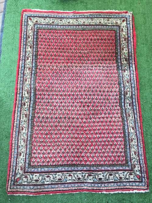 WOW !!!! STUNNING NICELY WORN MIR PURE WOOL HAND KNOTTED THICK PILE PERSIAN CARPET 1470 X 990mm