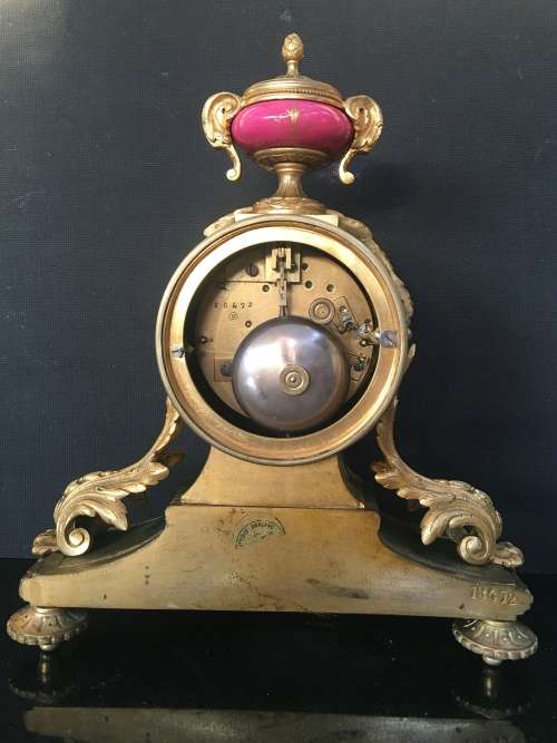 JAPY FRERES ORIGINAL FRENCH 19th CENTURY BRONZE GILT MANTLE CLOCK WITH GARNITURES