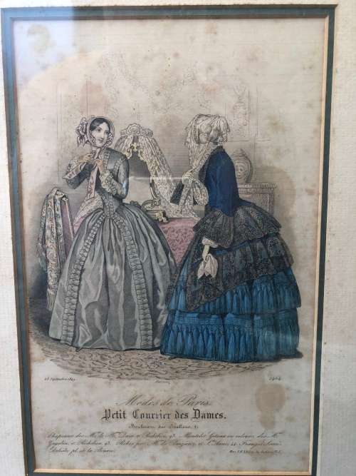 WOW !!!! STUNNING FRAMED "PETIT COURRIER DES DAMES" VICTORIAN PRINT TITLED BARREAU 1849