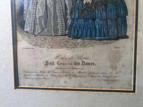 WOW !!!! STUNNING FRAMED "PETIT COURRIER DES DAMES" VICTORIAN PRINT TITLED BARREAU 1849