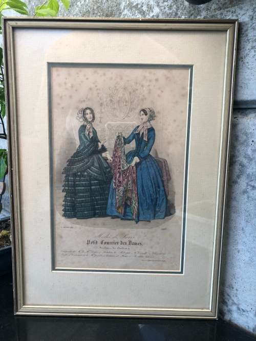 WOW !!!! STUNNING FRAMED "PETIT COURRIER DES DAMES" VICTORIAN PRINT TITLED BARREAU 1849