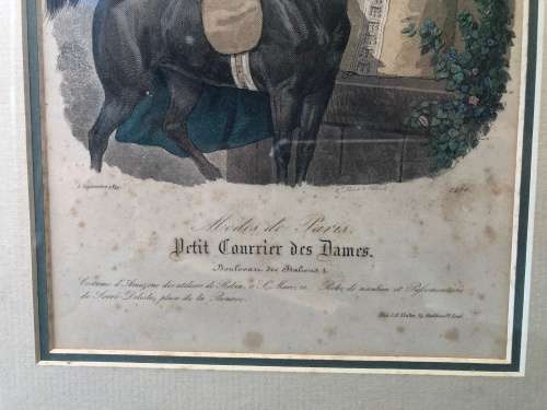 WOW !!!! STUNNING FRAMED "PETIT COURRIER DES DAMES" VICTORIAN PRINT TITLED BARREAU 1849
