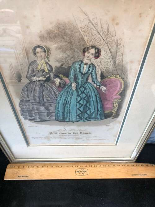 WOW !!!! STUNNING FRAMED "PETIT COURRIER DES DAMES" VICTORIAN PRINT TITLED BARREAU 1849