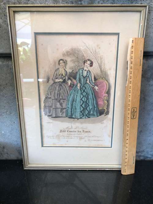 WOW !!!! STUNNING FRAMED "PETIT COURRIER DES DAMES" VICTORIAN PRINT TITLED BARREAU 1849