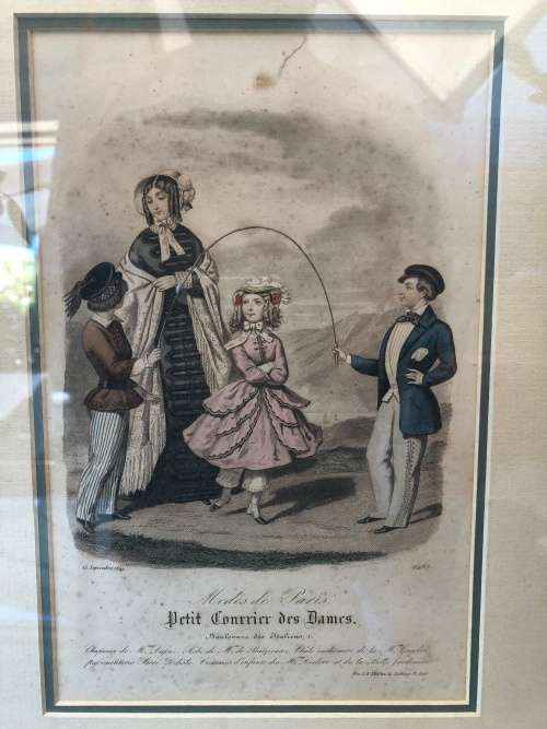 WOW !!!! STUNNING FRAMED "PETIT COURRIER DES DAMES" VICTORIAN PRINT TITLED BARREAU 1849