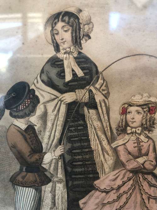 WOW !!!! STUNNING FRAMED "PETIT COURRIER DES DAMES" VICTORIAN PRINT TITLED BARREAU 1849