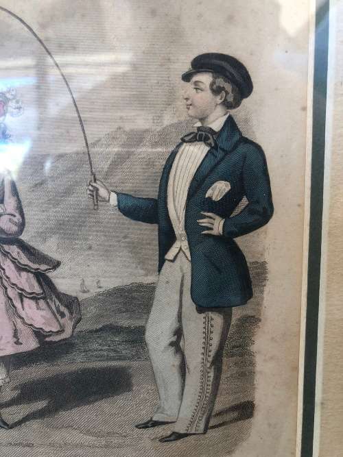 WOW !!!! STUNNING FRAMED "PETIT COURRIER DES DAMES" VICTORIAN PRINT TITLED BARREAU 1849