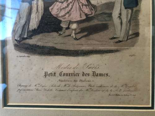 WOW !!!! STUNNING FRAMED "PETIT COURRIER DES DAMES" VICTORIAN PRINT TITLED BARREAU 1849