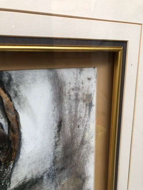 FIONA EWAN ROWETT FRAMED ORIGINAL MIXED MEDIA signed and dated 1998 IN A STUNNING GOLD FRAME